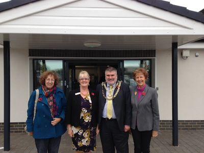 Putnoe Ward Councillor Rosemary Bootiman, Practice Manager Janice Potter, Mayor Dave Hodgson and Goldington Ward Councillor Sylvia Gillard at Church Lane Medical Centre Opening