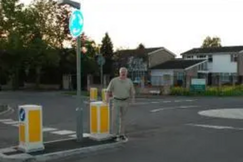 Cllr Charles Royden with Tyne Crescent Bollards