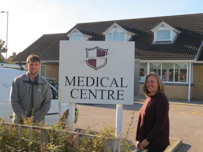 Hilde and Jake at the Riverfield Drive Medical Centre