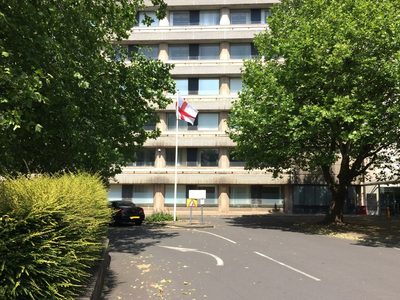 The St George's Flag Flying at Borough Hall in Bedford