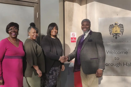 Cllr Patrick Solomon with Legacy of Windrush Descendants members Nadeen P Salmon, Pauline Stepney and Norma Hoyte