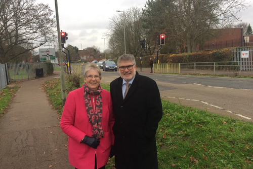 Mayor Dave Hodgson and Cllr Wendy Rider on Manton Lane, Bedford