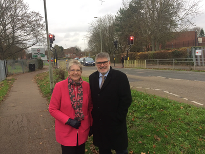 Mayor Dave Hodgson and Cllr Wendy Rider on Manton Lane, Bedford