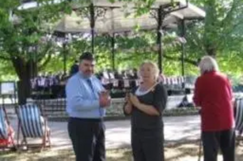 Dave Hodgson and Cllr Judith Cunningham at the bandstand