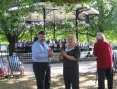 Dave Hodgson and Cllr Judith Cunningham at the bandstand