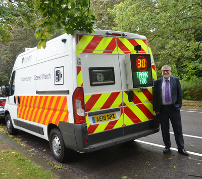 Mayor Dave Hodgson and the Speedwatch van