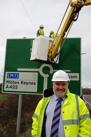 Dave Hodgson on site as A428 signage to M1 is amended